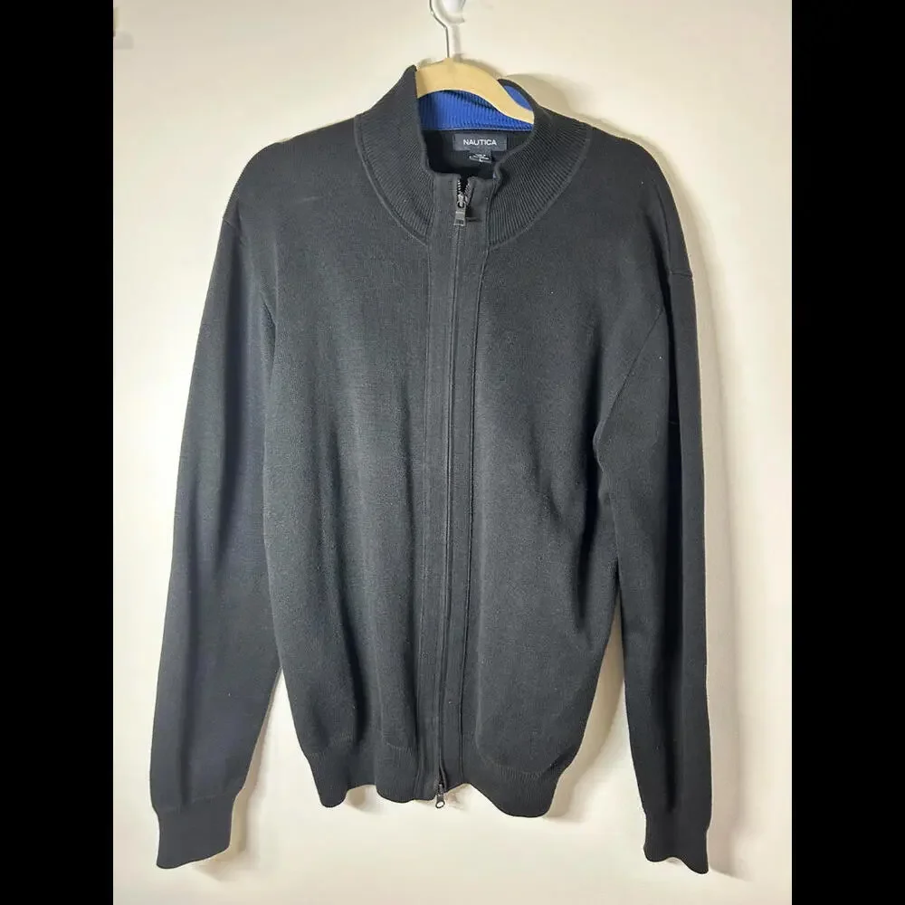 Nautica full zip 100% Cotton cardigan in Navy Blue Men's size L